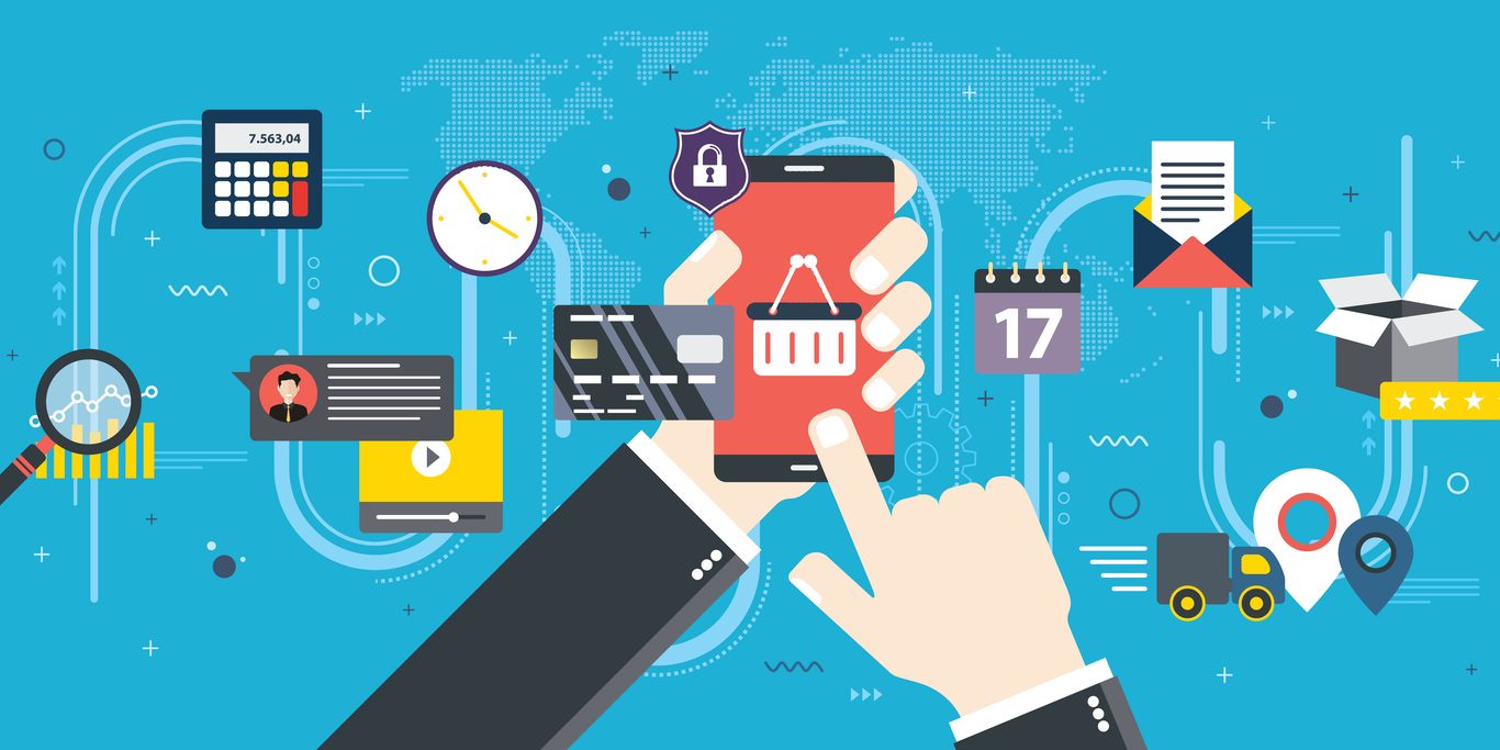 Purchase in internet shopping on smartphone.