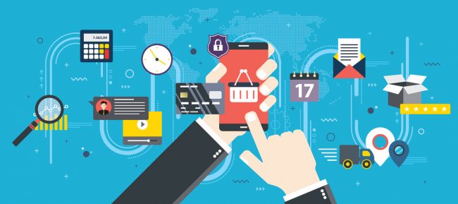 Purchase in internet shopping on smartphone.